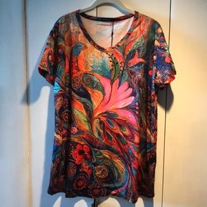 Ladies T shirt. Jewel tones.